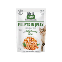 BRIT CARE CAT POUCH FILLETS IN JELLY WITH WHOLESOME TUNA ENRICHED WITH CARROT & ROSEMARY 85G
